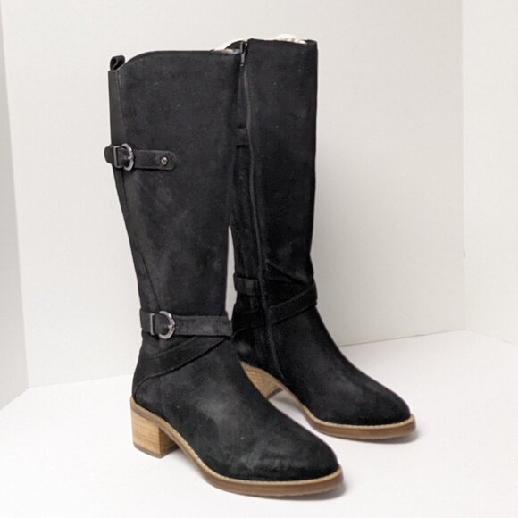 Vintage Foundry Shoes - Vintage Foundry Berenice Knee High Boots, Black Suede, Women's 8